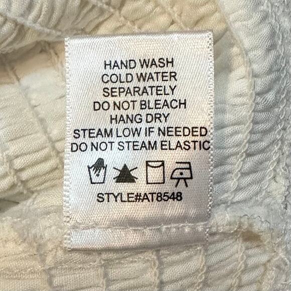 NWT Allie Rose White Smoked Tube Top Cropped Ruffled Hem Women’s Size Large - Picture 6 of 8